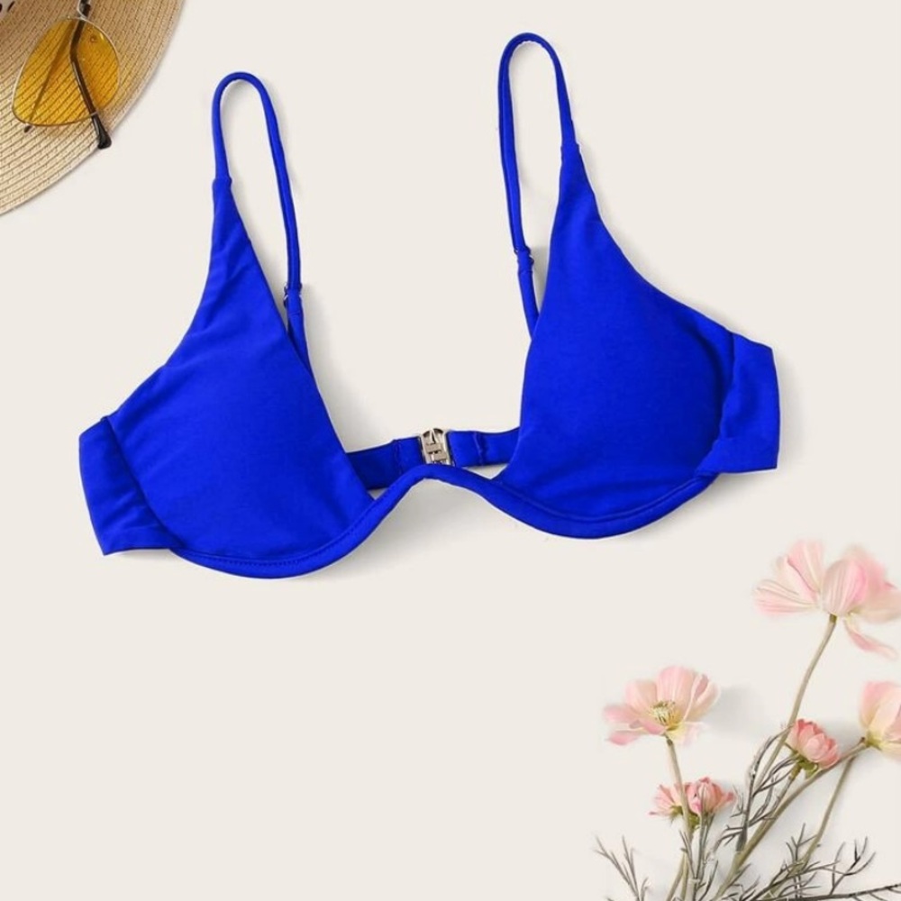 Blue Underwire Bikini Top